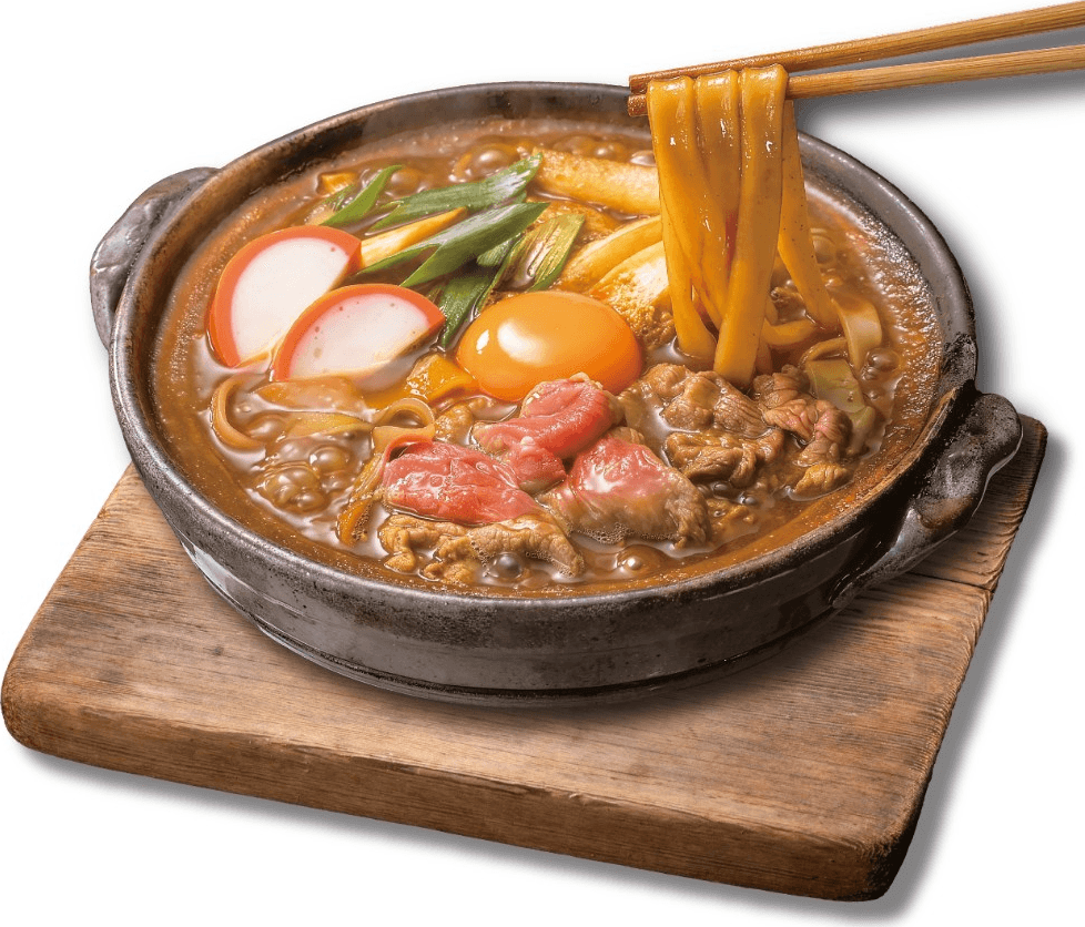 土鍋で仕上げた味噌煮込みうどんの調理例